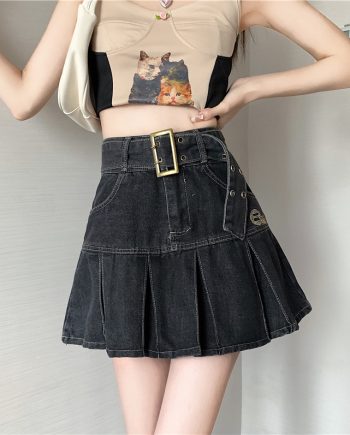 High-Waisted Denim Mini Skirt